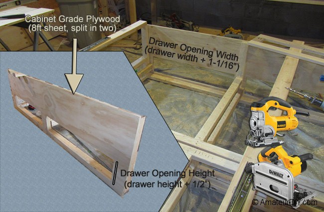 bed frame drawer openings