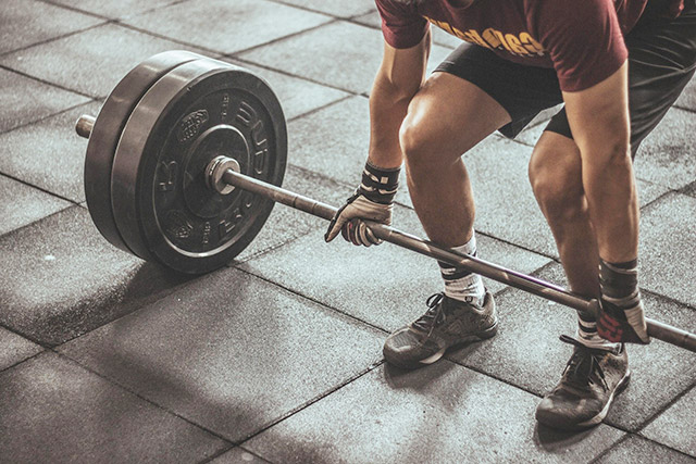 man cave barbell with weights